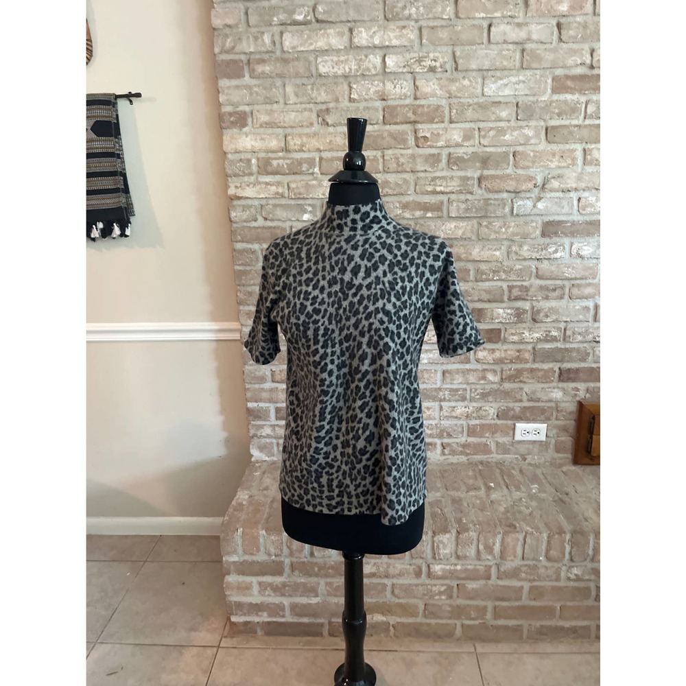 Ann Harvey angora animal print short sleeve sweater | size medium
